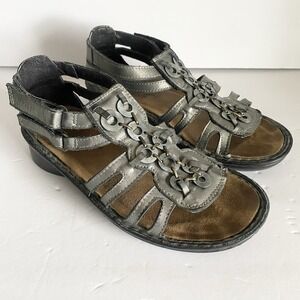 Naot Trovador Gladiator Sandals 7 Metallic‎ Gray Leather Comfort Boho Shoes READ